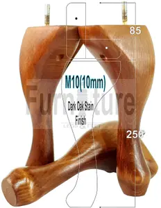 QUEEN ANNE WOODEN LEGS DARK OAK STAIN 250mm HIGH SET OF 4 REPLACEMENT FURNITURE FEET  M10