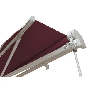 Primrose Awnings 4.0m x 3.0m Retractable Manual Standard Burgundy Awning Outdoor Patio Canopy