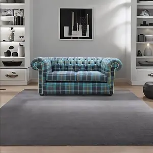 Chesterfield Genuine 2 Seater Sofa Balmoral Azure Blue Fabric In Classic Style