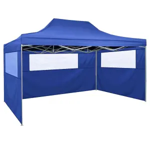 Berkfield Professional Folding Party Tent with 3 Sidewalls 3x4 m Steel Blue