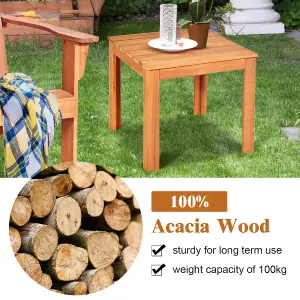 Costway Outdoor Acacia Wood Side Table Patio Square End Table w/ Oil Finished