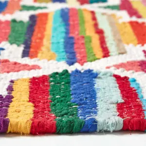 Homescapes Amsterdam Handwoven Multi Coloured 100% Cotton Chindi Kilim Pattern Rug, 120 x 170 cm