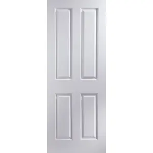 Jeld-Wen 4 panel Solid core Unglazed Contemporary White Woodgrain effect Internal Door, (H)1981mm (W)762mm (T)35mm