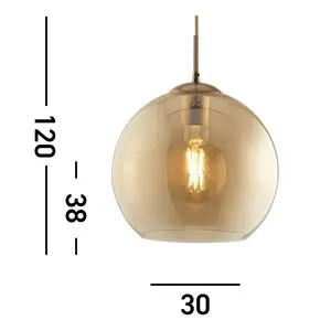 Bobby 1 - Light Pendant Antique Brass / 28cm H x 30cm W x 30cm D