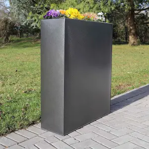 75cm Long Zinc Galvanised Graphite Black Textured 90cm Tall Trough Planter