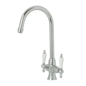 Cooke & Lewis Apsley Chrome effect Kitchen Twin lever Tap