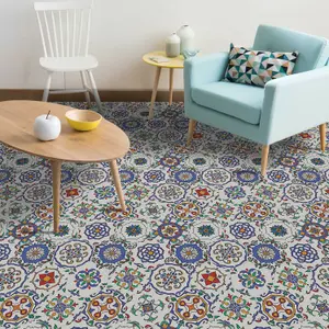 Walplus Colourful Floral Hexagon Floor Tiles Stickers, Home Decorations, DIY Art