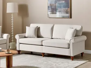 3 Seater Fabric Sofa Beige GINNERUP