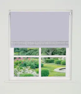 Straight Diamante Edge Border Blackout Roller Blind 165cm Drop x 210cm White