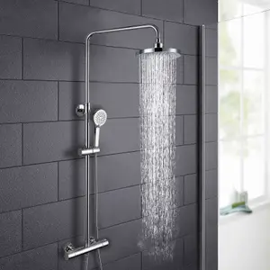 Nes Home Volvic Exposed Mixer Shower Cool Touch Thermostatic Bar with Riser Rail