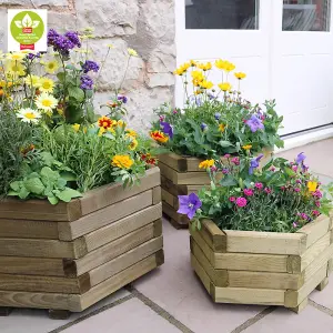 Zest Set of 3 Marford Wooden Hexagonal Garden Planters Flowers