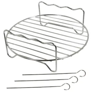 SPARES2GO 7" Round Shelf Rack for Halogen Oven Cooker Mini + Skewers