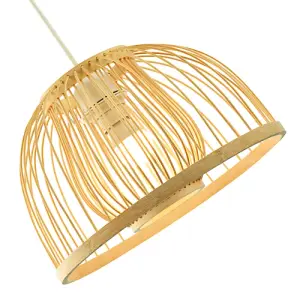 Classic Birdcage Rattan and Bamboo Pendant Light Shade with Inner and Outer