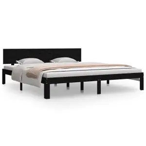 Berkfield Bed Frame Black Solid Wood 180x200 cm Super King Size