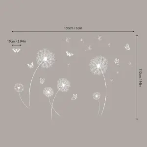 White Dandelion and Butterflies Stickers Stock Clearance