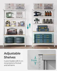 SONGMICS 5-Level Shelving Rack, Storage Organising Shelf, Boltless Assembly, Garage Organizer, Heavy Duty, Silver