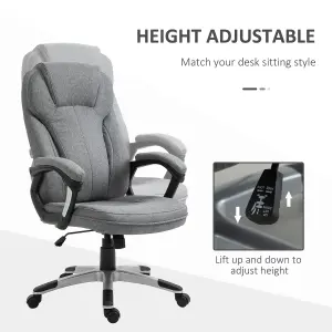 Vinsetto Linen Executive Office Chair Height Adjustable Swivel Chair, Grey