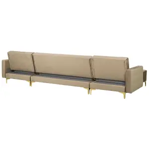 U-Shaped Sofa ABERDEEN Sand Beige Velvet Reversible