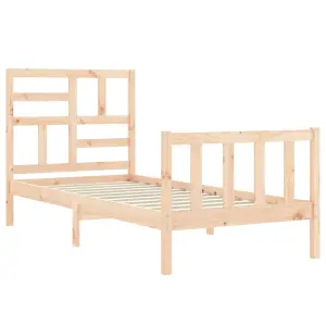 Berkfield Bed Frame with Headboard Small Single Solid Wood