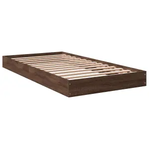 Berkfield Bed Frame without Mattress Brown Oak 100x200 cm Engineered Wood