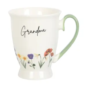 Something Different Grandma Wild Flowers Pedestal Mug White/Pale Green (One Size)