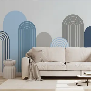 Blue Modern Arch Wallpaper Mural - Peel & Stick Wallpaper - Size Small (300 x 250 cm)