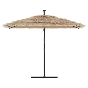 Berkfield Garden Parasol with with LEDs and Steel Pole Brown 290x290x238 cm