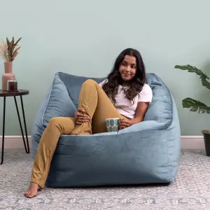 icon Natalia Velvet Armchair Bean Bag Mineral Blue Giant Bean Bag Chair