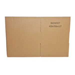 Strong Double Wall Cardboard Boxes 16.5" x 14" x 4" 19 Litres Storage Packing Moving House Sturdy Shipping Boxes (Pack of 20)