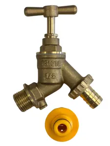 FixTheBog™ UK Made Brass Outdoor Garden Tap Hose Watering 1/2" Hose Union Bib Tap with Double Check valve plus Hozelock Adapter