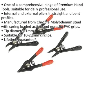 Premium 4 Piece Mini Circlip Pliers Set for 10mm to 22mm Circlips with Spring Loaded Action