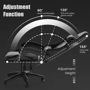 Ergonomic Gaming Chair,Soft PU Leather with Adjustable Reclining Back Black