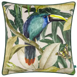 Wylder Rampha Tropical Velvet Piped Feather Filled Cushion