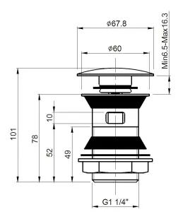 Round Stainless Steel Push Button Basin Waste Slotted - Chrome