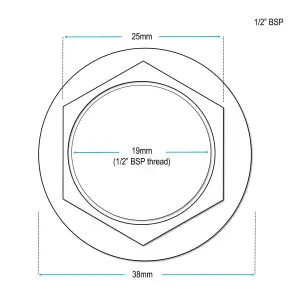 Brass 1/2" BSP Back Nut Wide Flanged Threaded Backnut