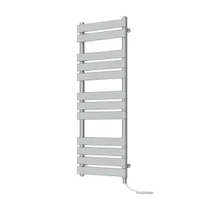 Rinse Bathrooms Electric Flat Panel Heated Towel Rail Chrome Bathroom Ladder Radiator Warmer 1200x450mm 600W