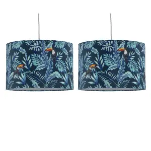 First Choice Lighting Set of 2 Toucan Velvet Toucan Design 30cm Pendant or Table Lamp Shades