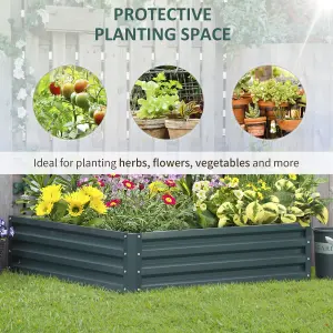 Outsunny Raised Garden Bed Metal Patio Backyard Flower Vegetable Planter Green