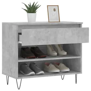 Berkfield Shoe Cabinet Concrete Grey 70x36x60 cm Engineered Wood