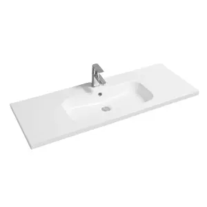 5414 Ceramic 120cm x 45cm Mid-Edge Inset Basin with Oval Bowl