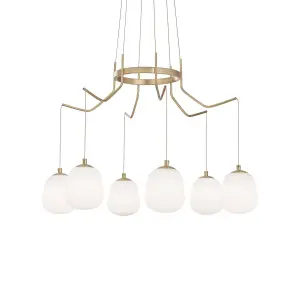 Luminosa Karousel 6 Light Cluster Ceiling Pendant Brass Sat