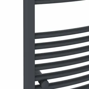 Right Radiators 800x500 mm Curved Heated Towel Rail Radiator Bathroom Ladder Warmer Anthracite