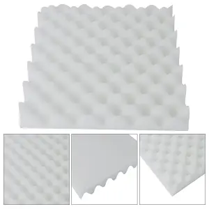 White 12 pcs High-Density Dust-Free Flame-Retardant Acoustic Foam Egg Crate Fireproof Soundproof Foam 30x30x4cm