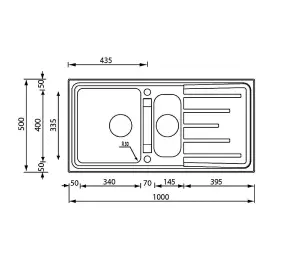 Clearwater Monza 1.5 Bowl and Drainer Stainless Steel Kitchen Sink 1000x500 - MN150