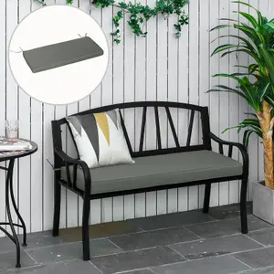 Outsunny Garden Bench Cushion 2 Seater Seat Pad Indoor& Outdoor Use Grey