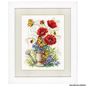 WATERING CAN FLOWERS - Counted Cross Stitch Kit: Watering Can Flowers - Vervaco