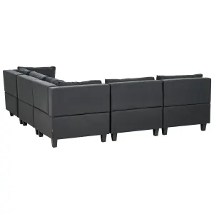 Corner Sofa with Ottoman UNSTAD Black Fabric Left Hand