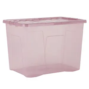 Wham Crystal 4x 80L Plastic Storage Boxes with Lids. Large Size, Strong. Made in the UK Tint Dusky Orchid