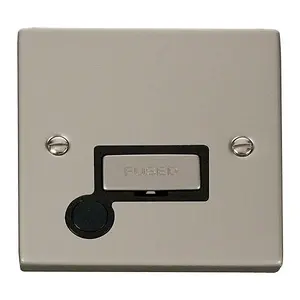 Pearl Nickel 13A Fused Ingot Connection Unit With Flex - Black Trim - SE Home