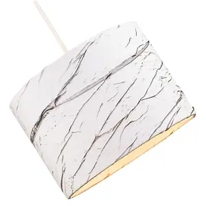 Modern Marble Effect White Cotton Lampshade with Grey Folds and Inner Lining